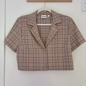 Aritzia Sunday Best Tuesday Shirt Cropped Polo Top Size M Academia Preppy